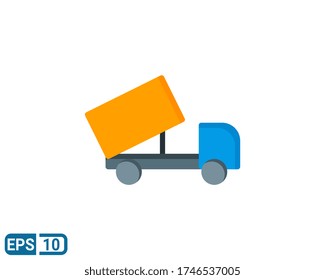 dumper truck icon in flat style. vector illustration for graphic design, website, UI isolated on white background. Editable color. EPS 10