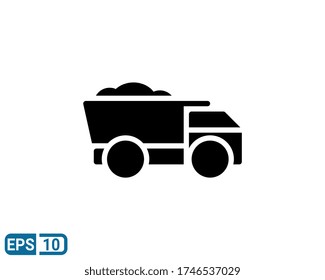 dumper truck icon isolated on white background. vector illustration in glyph style. EPS 10