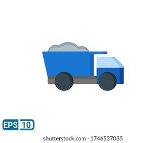 dumper truck icon isolated on white background. vector illustration in flat style. Editable color. EPS 10