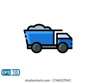 dumper truck icon isolated on white background. vector illustration in filled line style. EPS 10