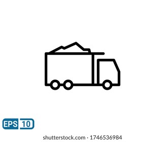 dumper truck icon in line style isolated on white background. EPS 10