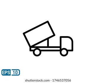 dumper truck icon in line style. vector illustration for graphic design, website, UI isolated on white background. EPS 10