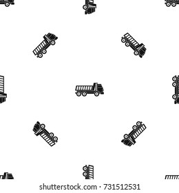 Dumper truck pattern repeat seamless in black color for any design. Vector geometric illustration