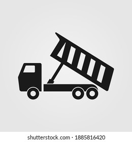 Dumper Truck Unloading Icon. Vector Illustration.