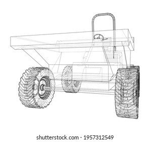 Dumper Truck. Vector rendering of 3d. Wire-frame style