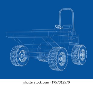 Dumper Truck. Vector rendering of 3d. Wire-frame style