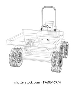 Dumper Truck. Vector rendering of 3d. Wire-frame style