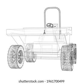 Dumper Truck. Vector rendering of 3d. Wire-frame style