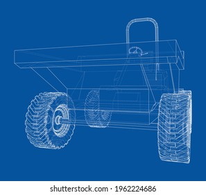 Dumper Truck. Vector rendering of 3d. Wire-frame style