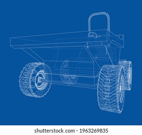 Dumper Truck. Vector rendering of 3d. Wire-frame style