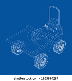 Dumper Truck. Vector rendering of 3d. Wire-frame style