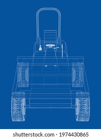 Dumper Truck. Vector rendering of 3d. Wire-frame style