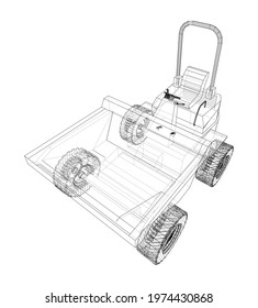 Dumper Truck. Vector rendering of 3d. Wire-frame style