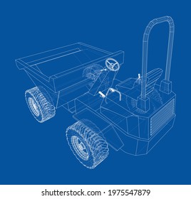 Dumper Truck. Vector rendering of 3d. Wire-frame style