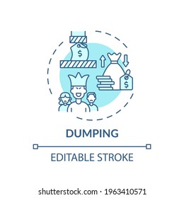 Dumping Concept Icon. Anti-competitive Practices Idea Thin Line Illustration. Monopoly Situation Creation. Pricing Policy. Vector Isolated Outline RGB Color Drawing. Editable Stroke