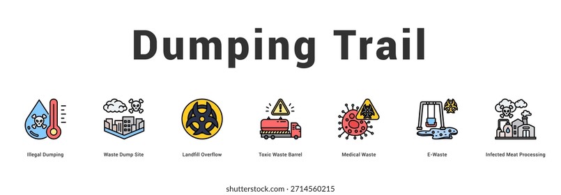Ilustración de Anuncio de Web moderno y limpio con iconos temáticos para la comunicación visual