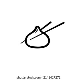 Dumpling with Chopsticks Vector Icon