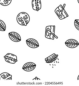 Dumpling Delicious Meal Recipe vector seamless pattern thin line illustration