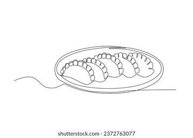 A dumpling for Dongzhi tradition. Dongzhi festival one-line drawing