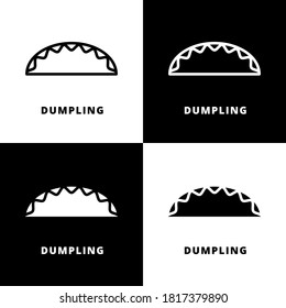 Dumpling Food Vector Logo. Dumpling Asian Food Icon Line and Glyph Style. Food Bakery And Cake Symbol Illustration
