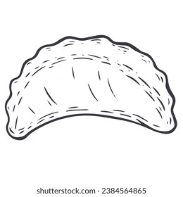 Dumpling. Hand drawn traditional cuisine food in monochrome sketch style. Vector illustration.