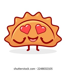 Dumpling with hearts in the eyes, cartoon character