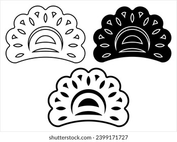 Dumpling Icon, Bread, Flour, Potatoes Based Dough Baked, Boiled, Fried, Simmered, Steamed Vector Art Illustration