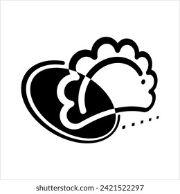 Dumpling Icon, Bread, Flour, Potatoes Based Dough Baked, Boiled, Fried, Simmered, Steamed Vector Art Illustration