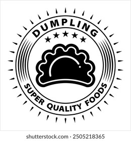 Dumpling Icon, Bread, Flour, Potatoes Based Dough Baked, Boiled, Fried, Simmered, Steamed Vector Art Illustration