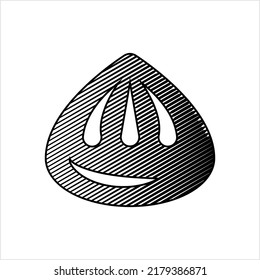 Dumpling Icon, Food Icon, Steamed Starchy Ball Of Dough Vector Art Illustration