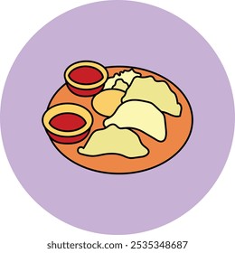 Icono de Dumpling que representa la tradición culinaria, el sabor y la importancia cultural, perfecto para resaltar la cocina asiática, festivales de comida y deliciosos platos con un diseño sabroso y atractivo.