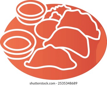 Dumpling-Symbol, das kulinarische Tradition, Geschmack und kulturelle Bedeutung repräsentiert, perfekt, um asiatische Küche, Food Festivals und köstliche Gerichte mit einem leckeren und einladenden Design hervorzuheben.