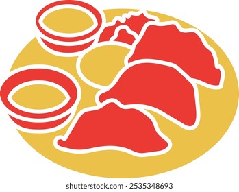 Icono de Dumpling que representa la tradición culinaria, el sabor y la importancia cultural, perfecto para resaltar la cocina asiática, festivales de comida y deliciosos platos con un diseño sabroso y atractivo.