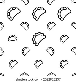 Dumpling Icon Seamless Pattern, Bread, Flour, Potatoes Based Dough Baked, Boiled, Fried, Simmered, Steamed Vector Art Illustration