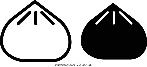 Icono de dumpling en negro y línea llena.