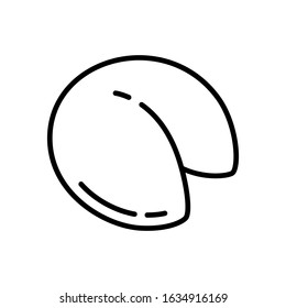 Dumpling icon, side view. Linear logo of small snack of dough and stuffing. Black simple illustration. Contour isolated vector image on white background for packaging design, food menu, restaurant
