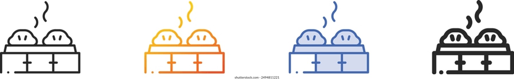 dumpling icon.Thin Linear, Gradient, Blue Stroke and bold Style Design Isolated On White Background