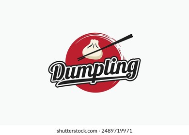 dumpling logo with a combination of a dumpling and chopsticks for food and beverage businesses, restaurants, cafes, food trucks, etc.