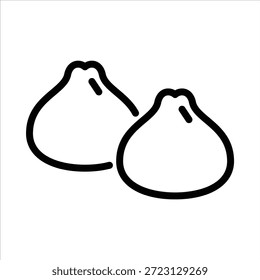 Symbol für Knödel-Umriss. dunkle schwarze Linie.