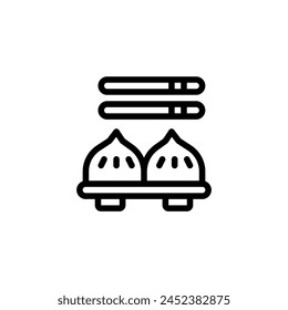 dumpling outline icon and illustration