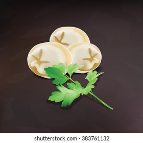 Dumpling and parsley for your design