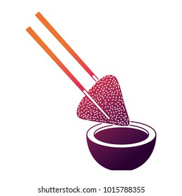dumpling rice plate and soy sauce with sticks traditional