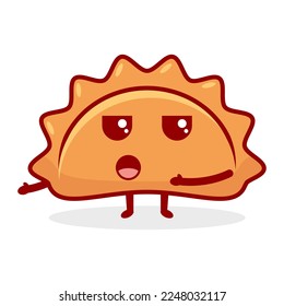 Dumpling with a sad face, a cartoon character