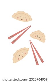 Dumpling sand sticks hand drawn set