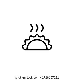 Dumpling vector icon in linear, outline icon isolated on white background