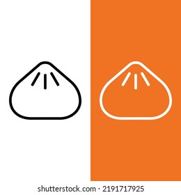 Dumpling Vector Icon in Outline Style. Dumpling is a traditional Chinese food consisting of pieces of dough wrapped around a filling, or dough without a filling. Vector illustration Icon.