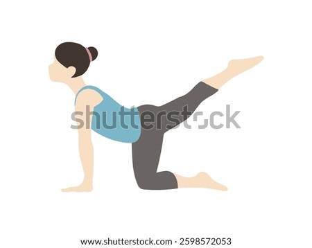 Dumpling-headed woman doing yoga tiger pose