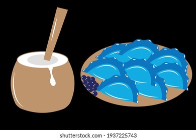 dumplings with the addition of blueberry juice-delicacy