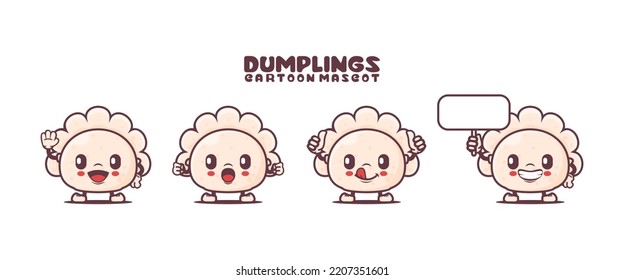 dumplings cartoon mascot with different expressions. food vector illustration.