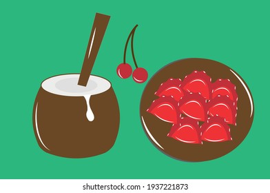 dumplings with cherry juice for a beautiful color